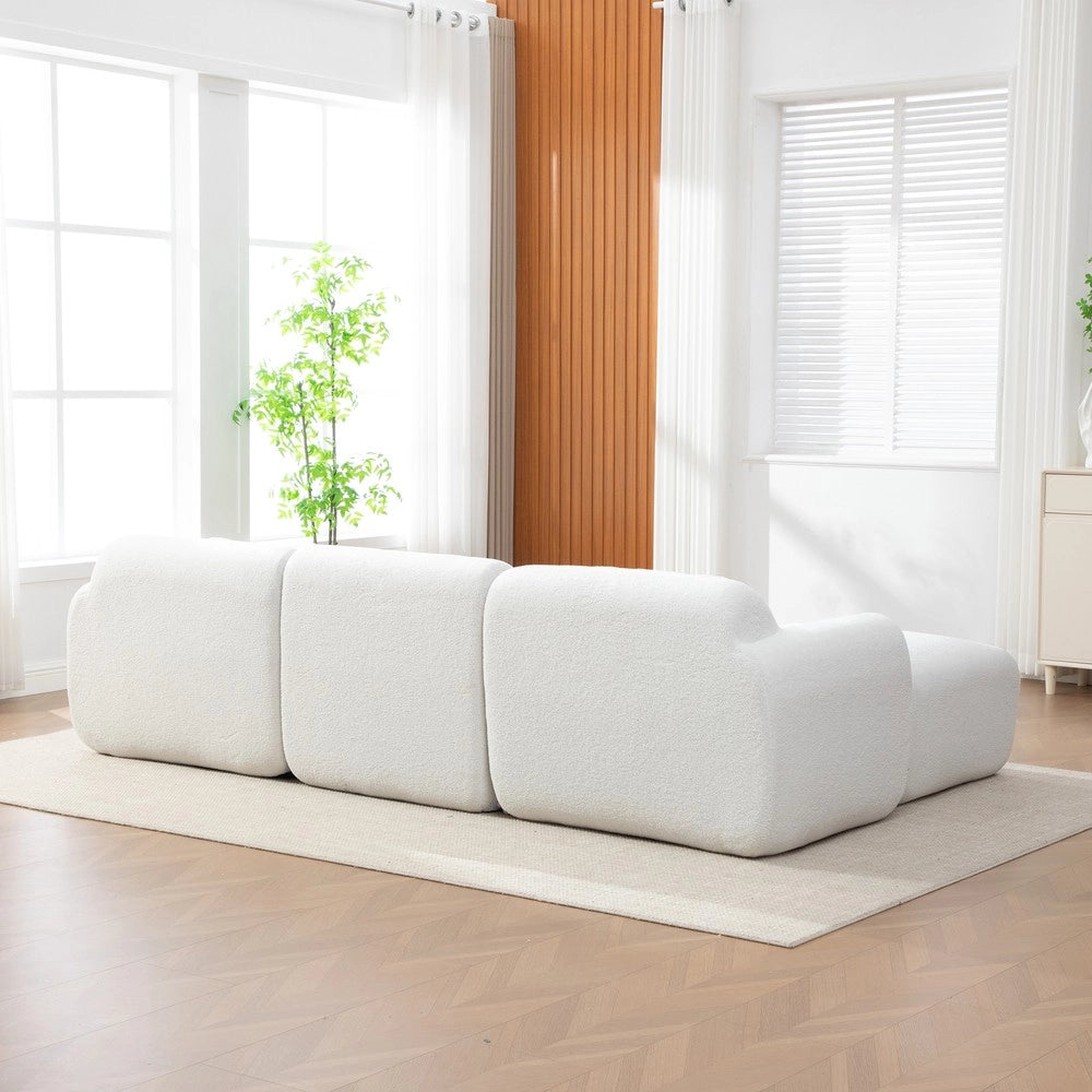 Divano Modulare in Tessuto Chenille ¨C MINIMAL ¨C Avorio, Morbido, Antiscivolo
