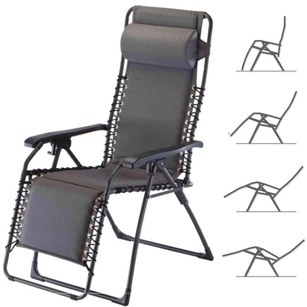 Sedia sdraio richiudibile a gravita zero textilene grigio x 2