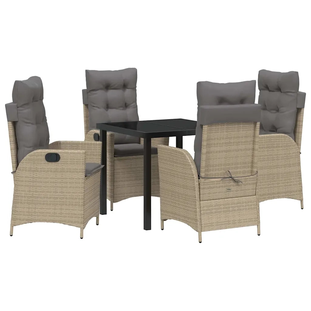 Set da Pranzo per Giardino con cuscino 5 pcs Beige polyrattan 3380513