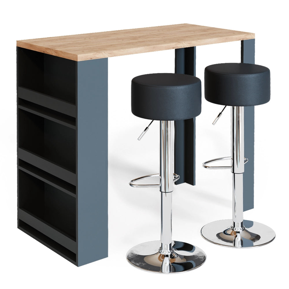 Vicco Tavolo bar con sgabelli Rovere 57 x 117 cm con 2 sgabelli da bar