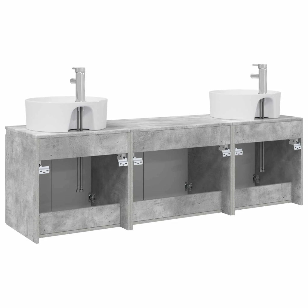 Set di Armadi da Bagno 3 pz Grigio Cemento 49,5 x 44,5 x 65 cm 3405670