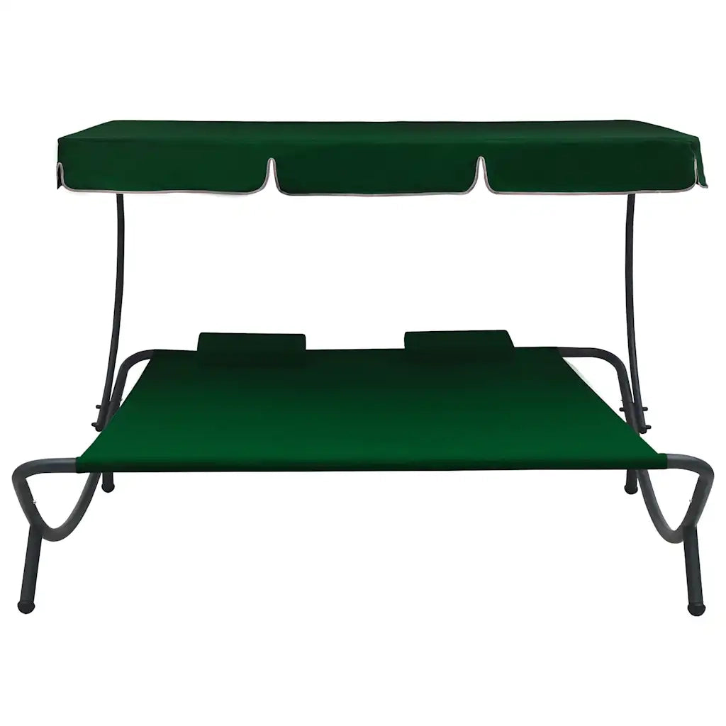 Lettino Prendisole con Baldacchino e Cuscini Verde 313522