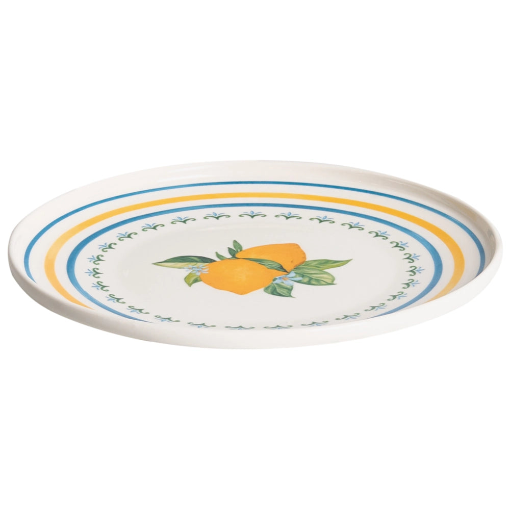 Set da 24 stoviglie in porcellana bianca/verde con finitura smaltata e motivo agrumi limoni Ciotole e piatti per cucina e sala da pranzo