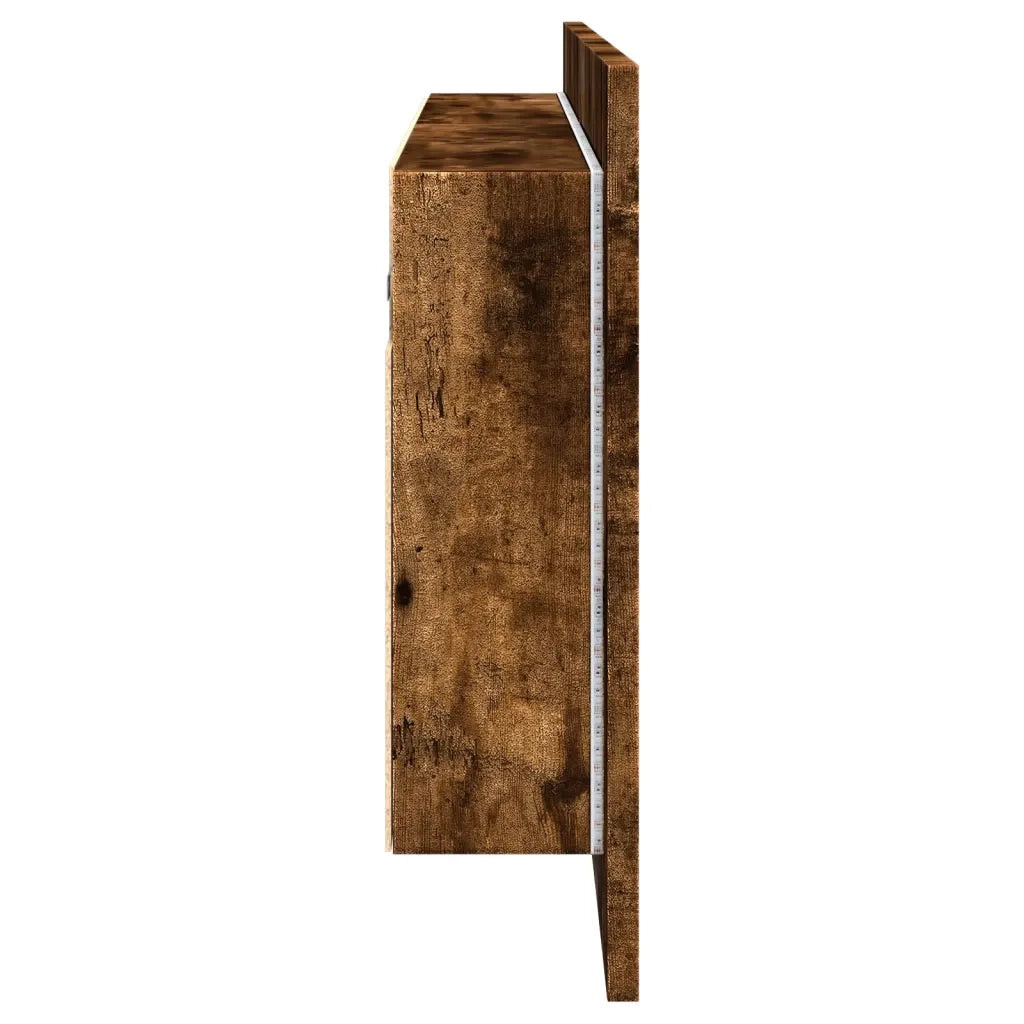 Armadietto a Specchio | Armadio da bagno con LED Rovere Fumo 100x12x45 cm