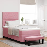 Letto a Molle con Materasso & Panca Rosa 90x200 cm Velluto