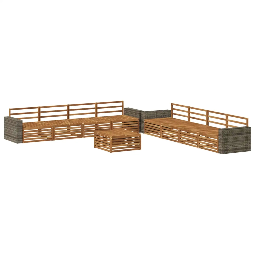 Set di divani da esterno 9 pz Naturale Legno massello di acacia 3383187