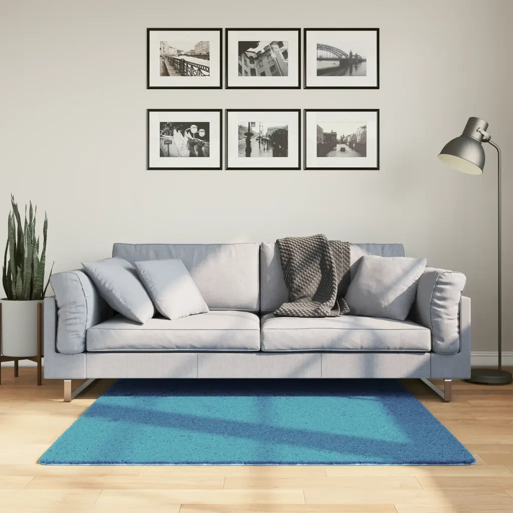 Tappeto del soggiorno | Tappeto OVIEDO a Pelo Corto Turchese 120x120 cm