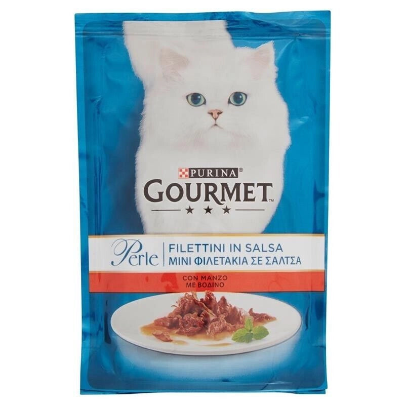 GOURMET PERLE FILETTINI AL MANZO IN SALSA 85 GRAMMI