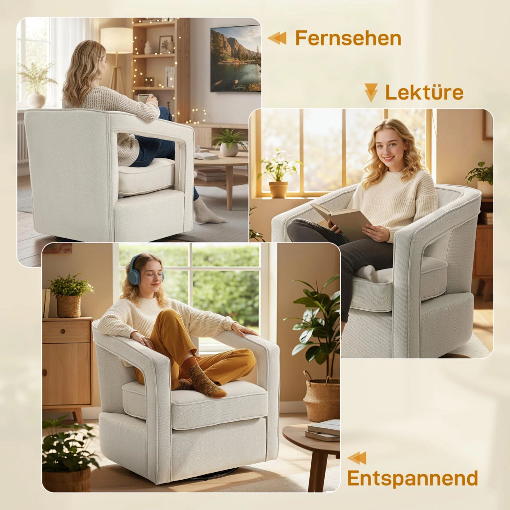 Poltrona Relax Girevole ¨C Zephmum ¨C Beige 77x75x72 cm