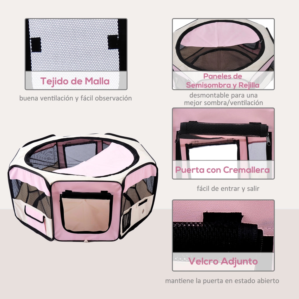 Recinto Pieghevole per Cani e Gatti ¨C Xylo ¨C Tessuto Oxford Impermeabile ?90x41 cm Rosa