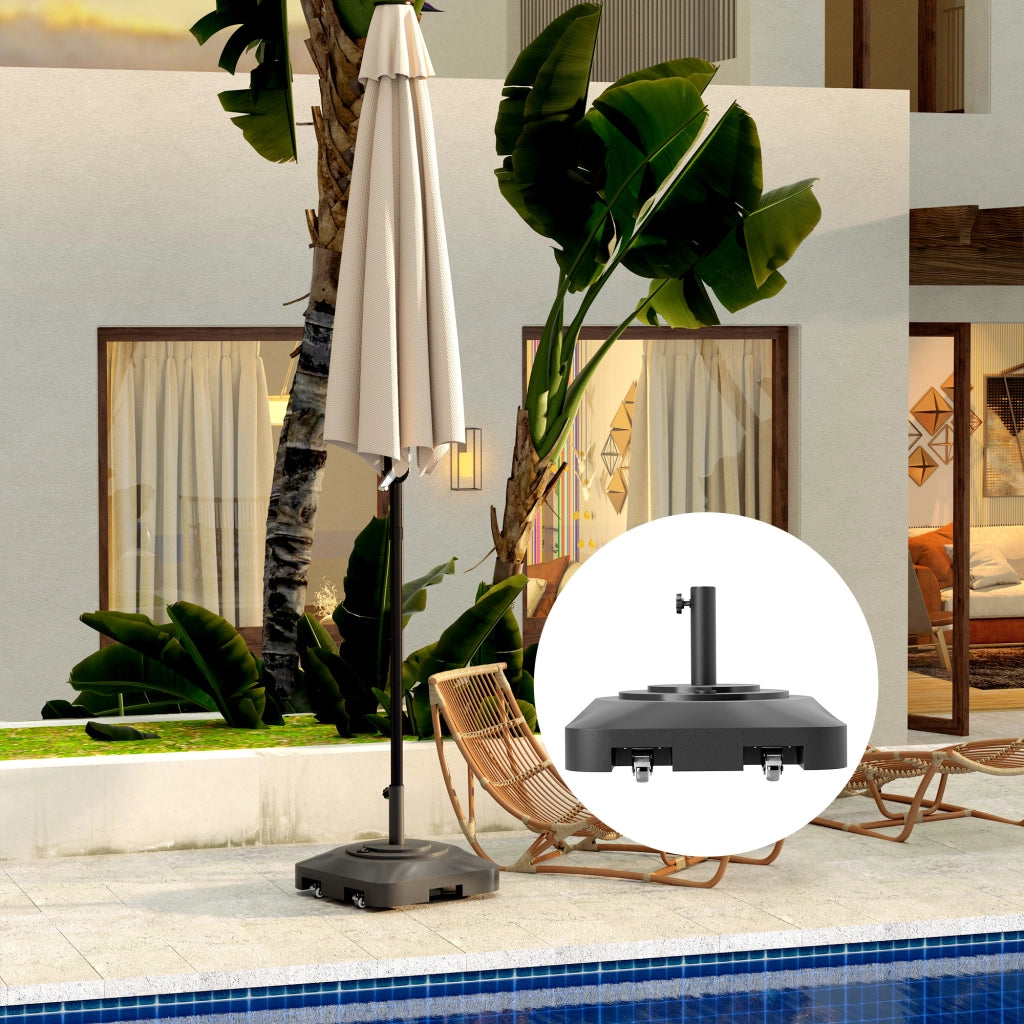 Base per Ombrellone a Rotelle ¨C Zephmum ¨C HDPE, Nero, 48x48x32.5 cm