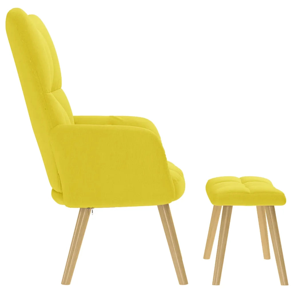 Sedia Relax con Poggiapiedi Giallo Chiaro in Tessuto 4016787
