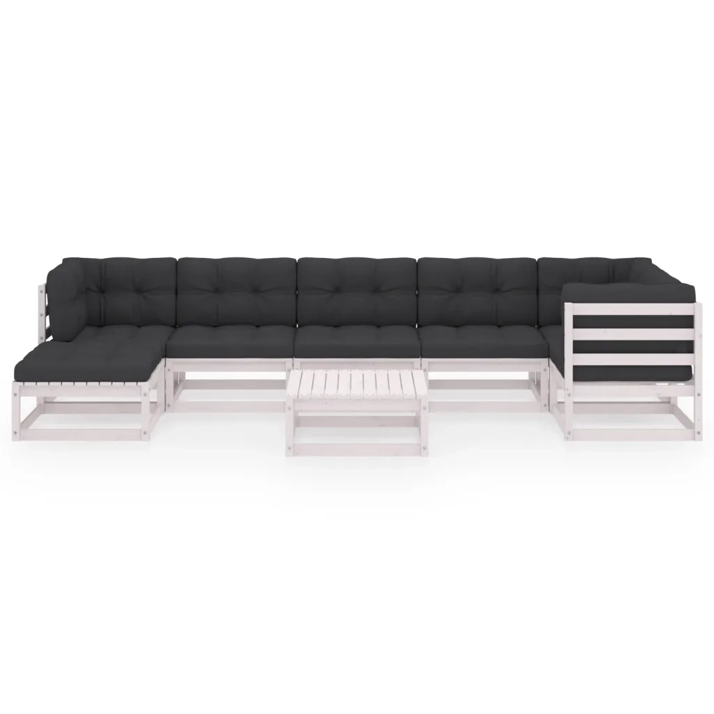 Set Salotto Giardino 8 pz Cuscini Antracite Legno Massello Pino 3076750