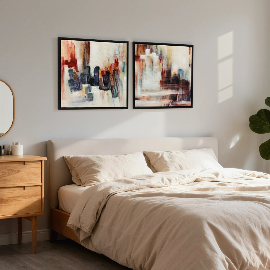 Quadro astratto su tela ¨C zephmum ¨C 40x40 cm 2 pezzi multicolore