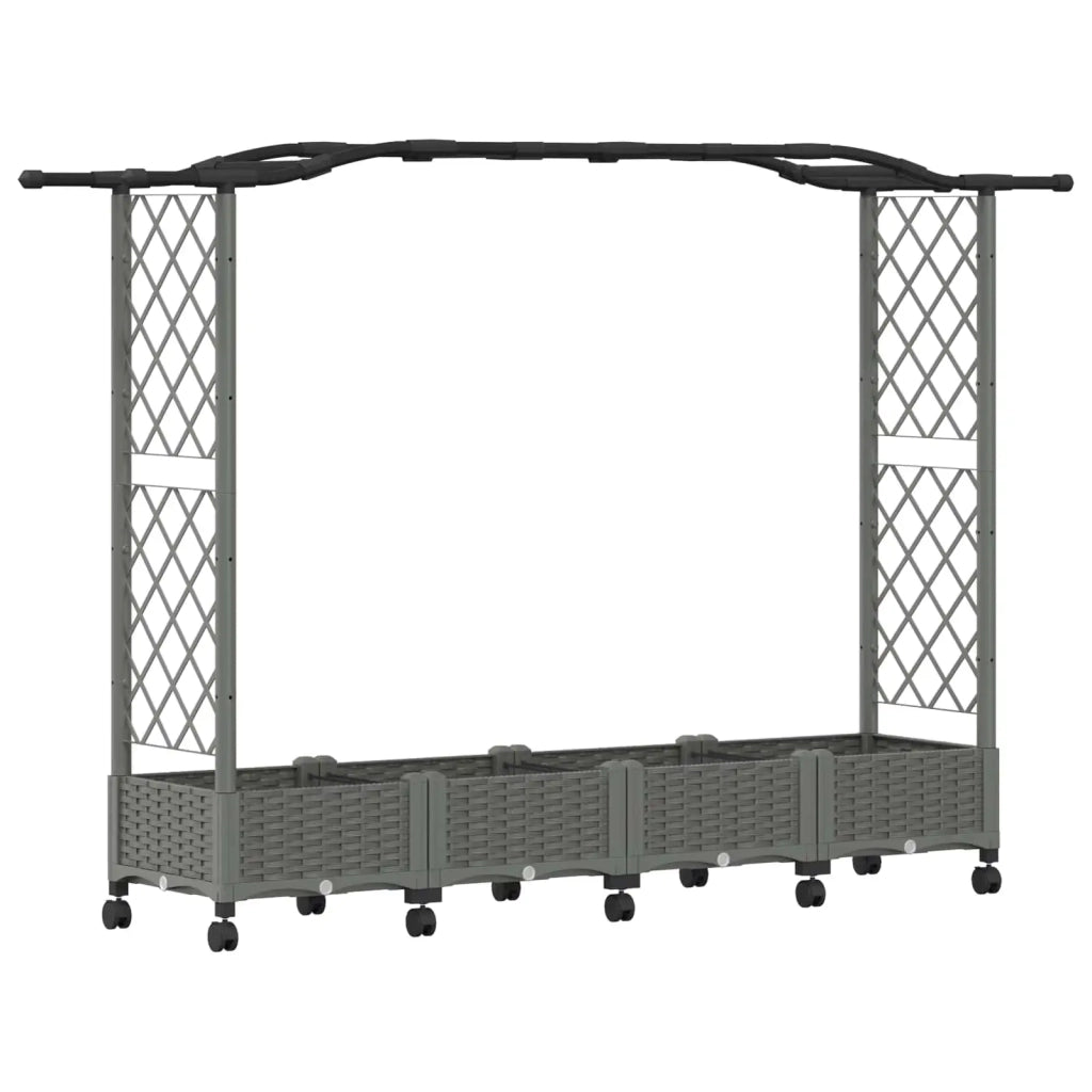 Letto Rialzato con Griglia e Tetto Grigio Chiaro PP 3423151