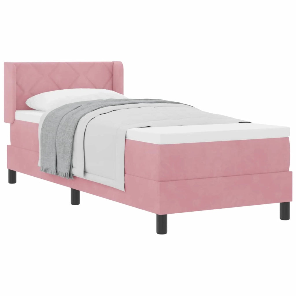 Letto a molle con testiera Rosa 200 x 80 cm Velluto 3341497