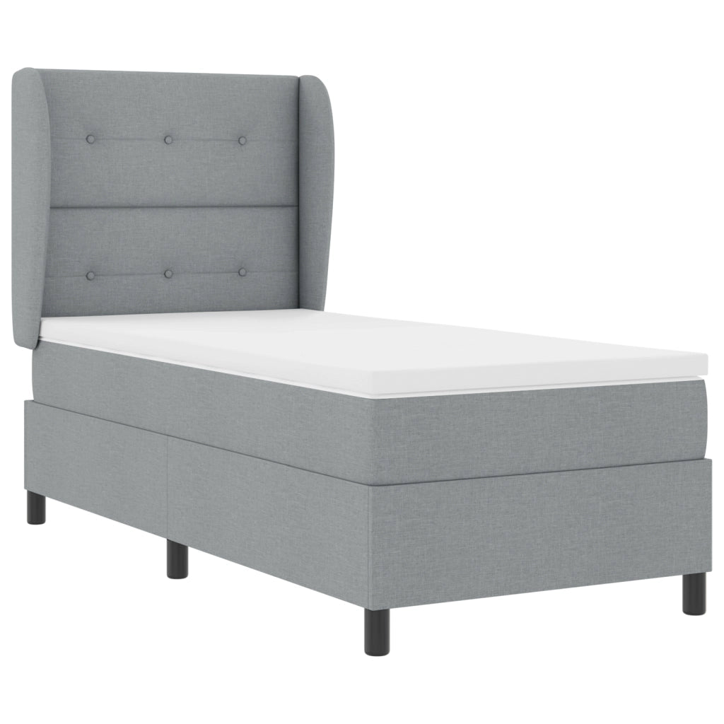 Letto con Rete a Molle e Materasso Grigio Chiaro 80x200 cm Tessuto