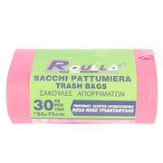 SACCHETTO PATTUMIERA PROFUMATO E MANIGLIA SHOPPER ROSA 55X75 CM 30PZ