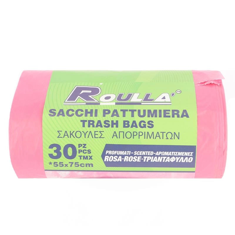 SACCHETTO PATTUMIERA PROFUMATO E MANIGLIA SHOPPER ROSA 55X75 CM 30PZ