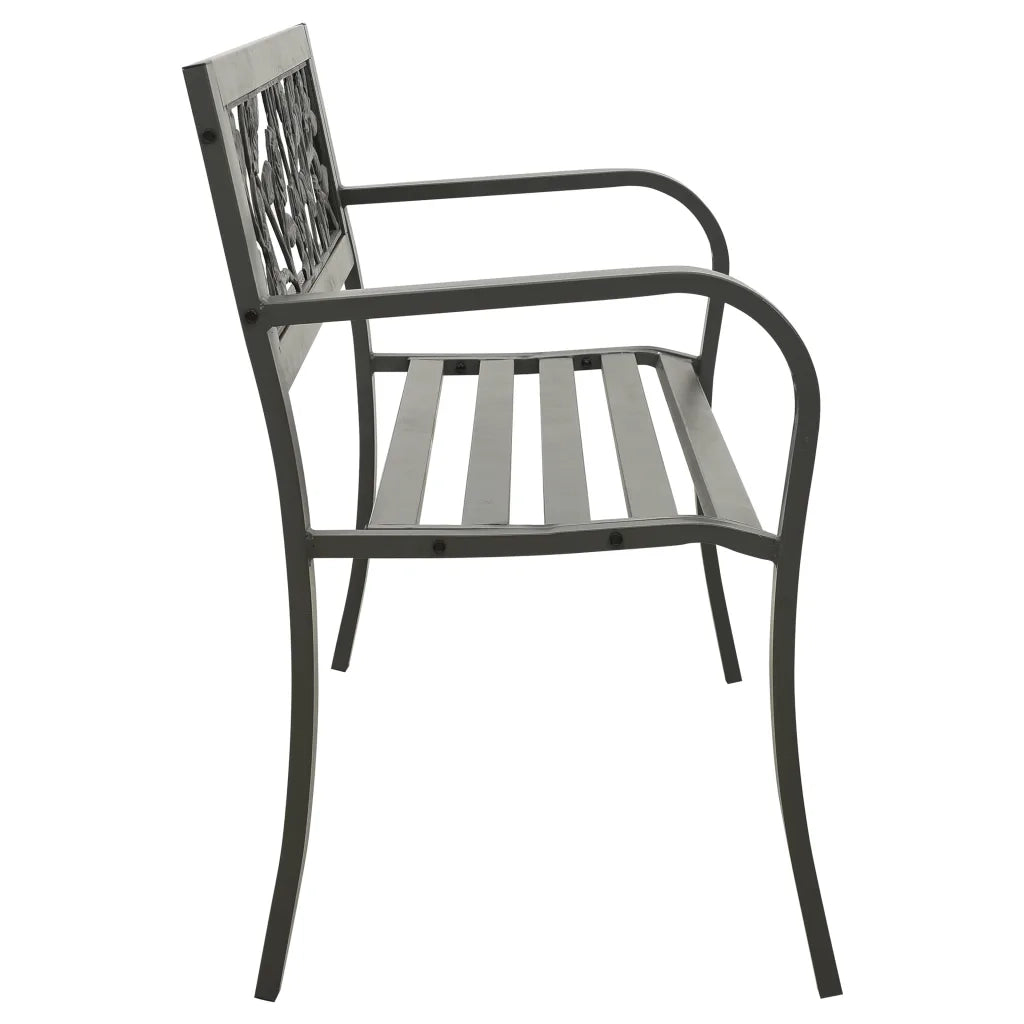 Panchina da Giardino 125 cm in Acciaio Grigia 312038