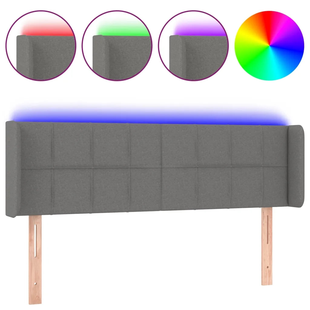 Testiera | Testata a LED Grigio Scuro 147x16x78/88 cm in Tessuto