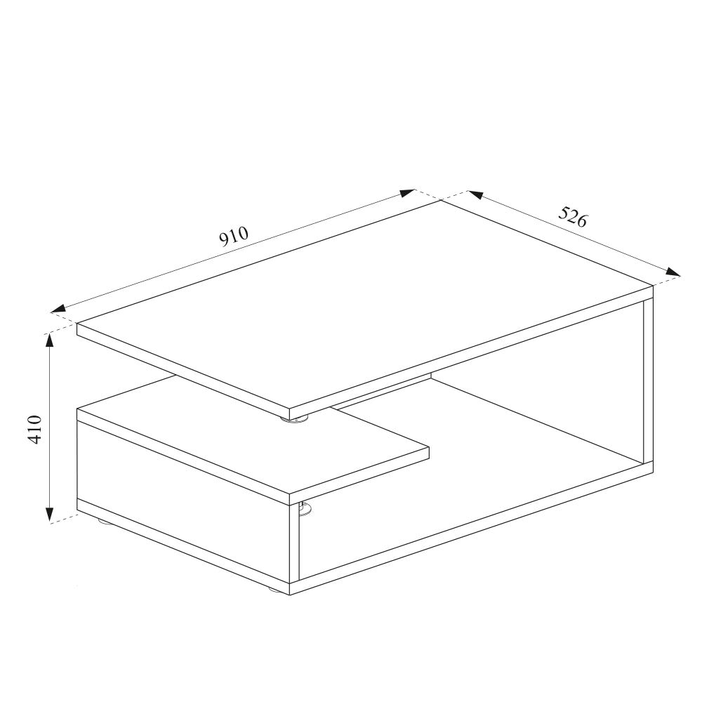 Vicco Tavolino da salotto Rovere antracite/sabbia 91 x 52,6 cm