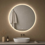 Specchio tondo retroilluminato led elegante per bagno *** misura Ø80, tonalità dimmerabile 2700-4500-6500k, confezi...