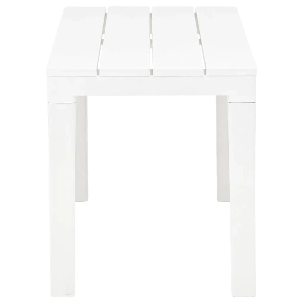 Tavolo da Giardino | Tavolino da esterno con 2 Panche in Plastica Bianco