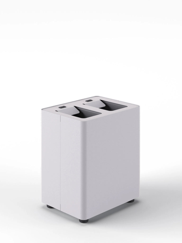 Pattumiera a 2 Scomparti Totale 16 L 33x25,5x39 cm con Contenitori Interni in Acciaio Verniciato Bianco
