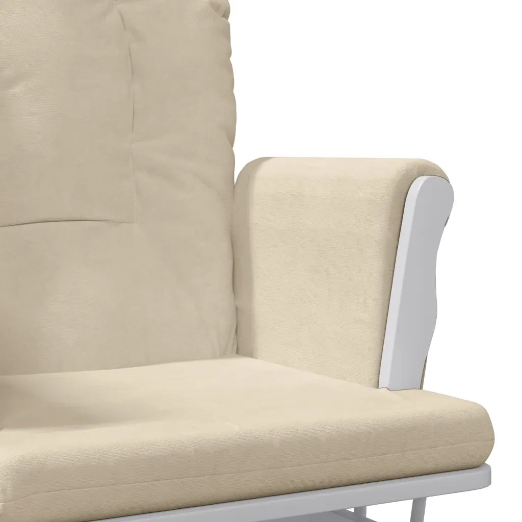 Poltrona | Sedia Relax Glider con Sgabello Bianco Crema in Tessuto