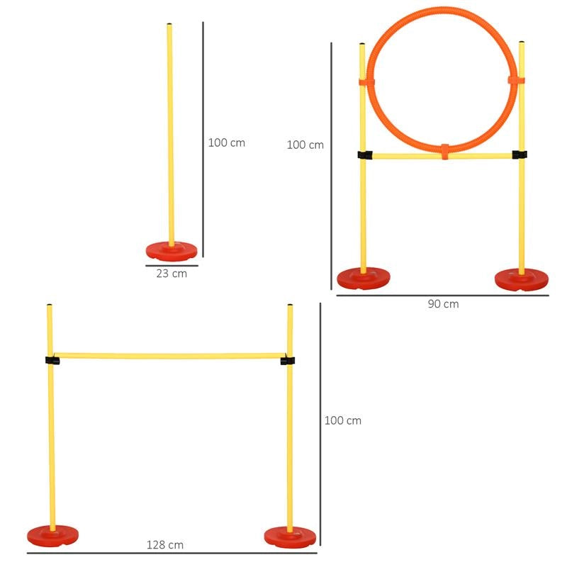 SET AGILITY DOG CON PALETTI ED ANELLO REGOLABILE PER ADDESTRAMENTO CANI