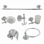 Trade Shop - Set 6pz Bagno Acciaio Vetro Ceramica Blu Nere 52438 Porta Rotolo Sapone Asciugamano -
