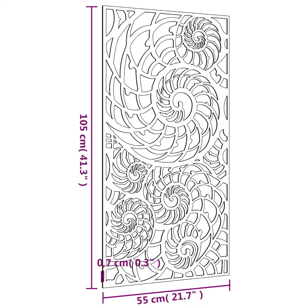 Decorazione Muro da Giardino 105x55cm Conchiglia Acciaio Corten 824476