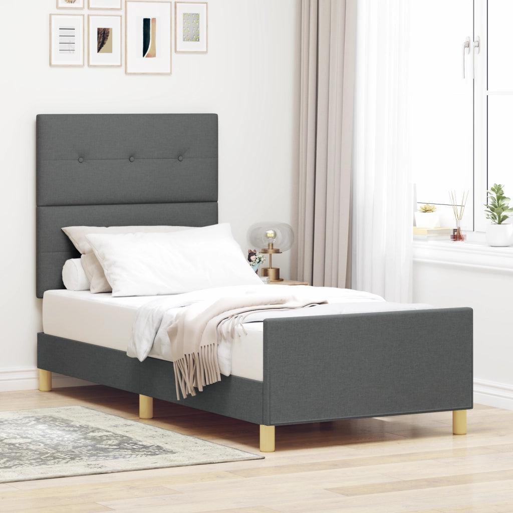 Letto Struttura  Grigio scuro 80x200 cm in Tessuto