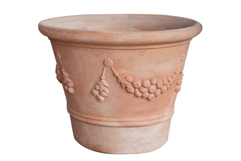 Biscottini Vaso in terracotta Galestro festonato 100% Made in Italy, interamente fatto a mano