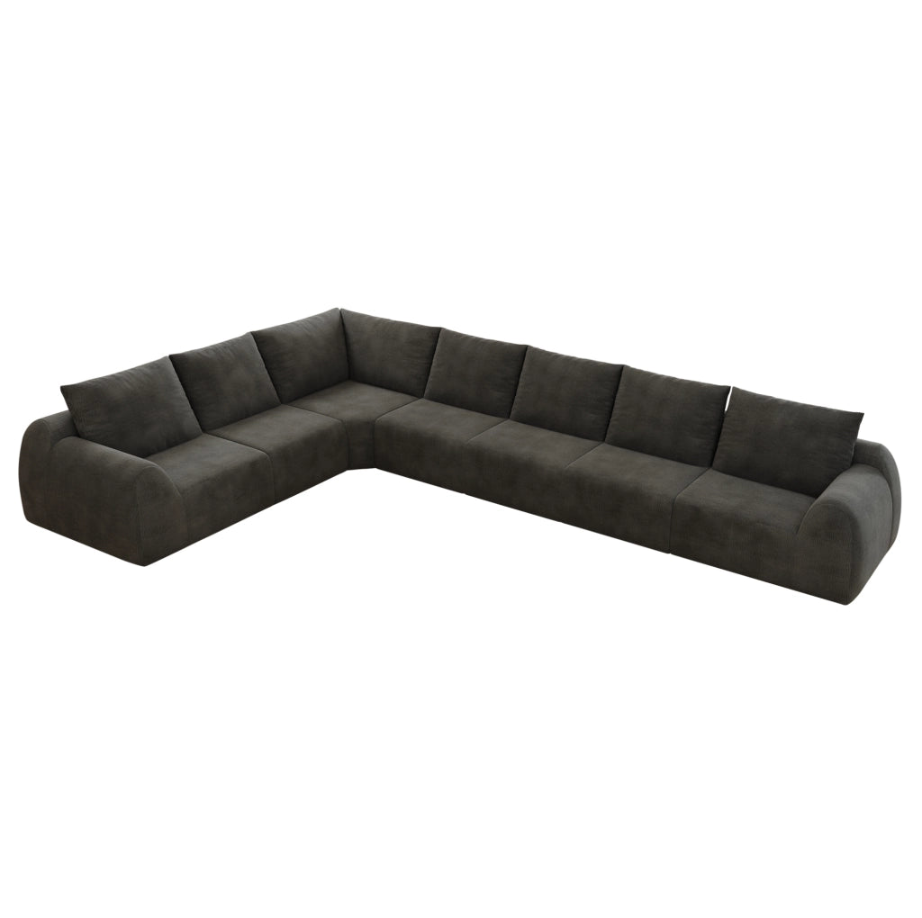 Divano compresso in tessuto chenille 401x267x85 cm; grigio scuro
