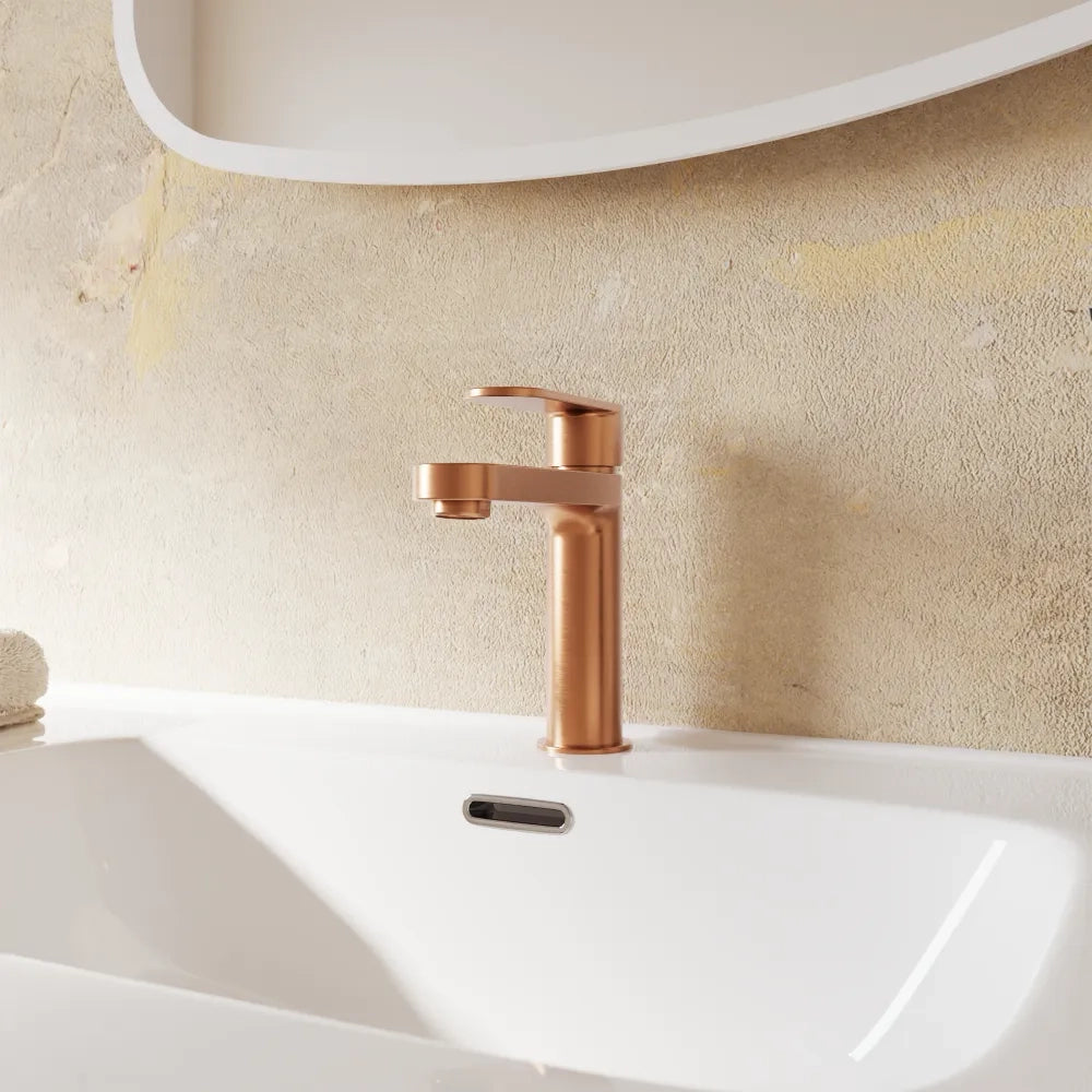Set miscelatori lavabo 16cm bidet miscelatore esterno vasca rame spazzolato | Margot