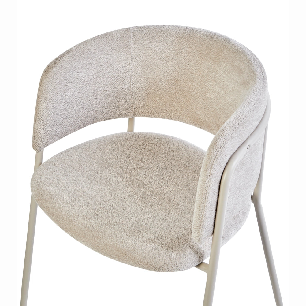 Set di 2 sedie da pranzo imbottite beige chiaro braccioli Design moderno Base in metallo stile moderno