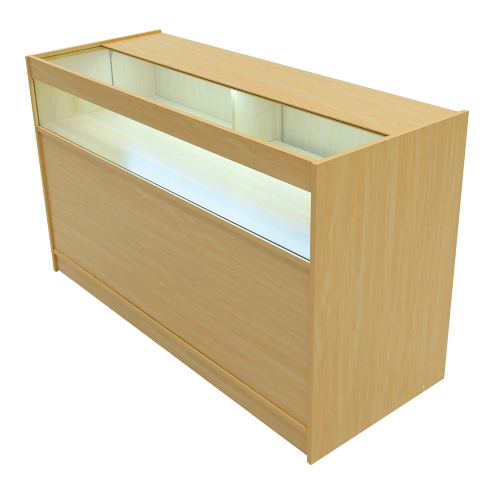 Bancone LED B1500 Acero con 1 Ripiano a Vista e 2 Ripiani Chiusi