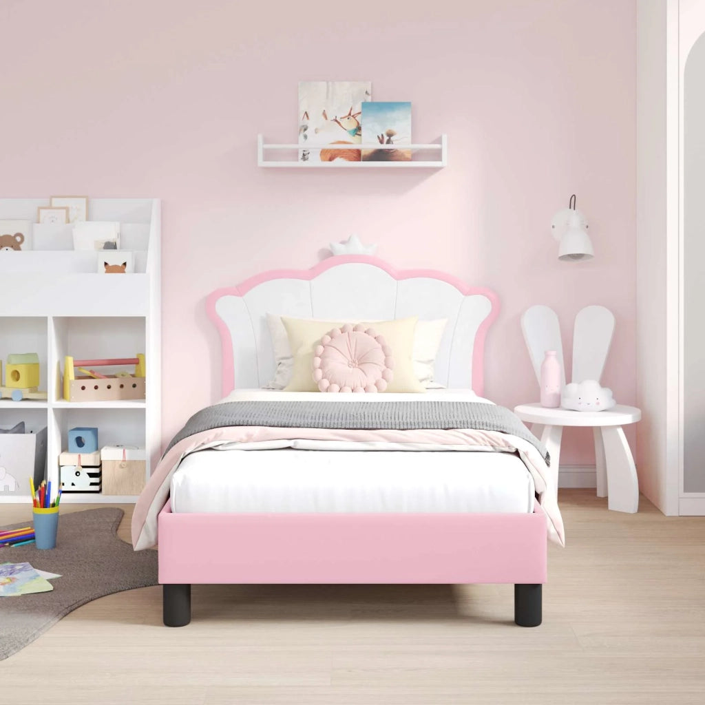 Struttura letto bambini con testata Rosa 80 x 160 cm PU