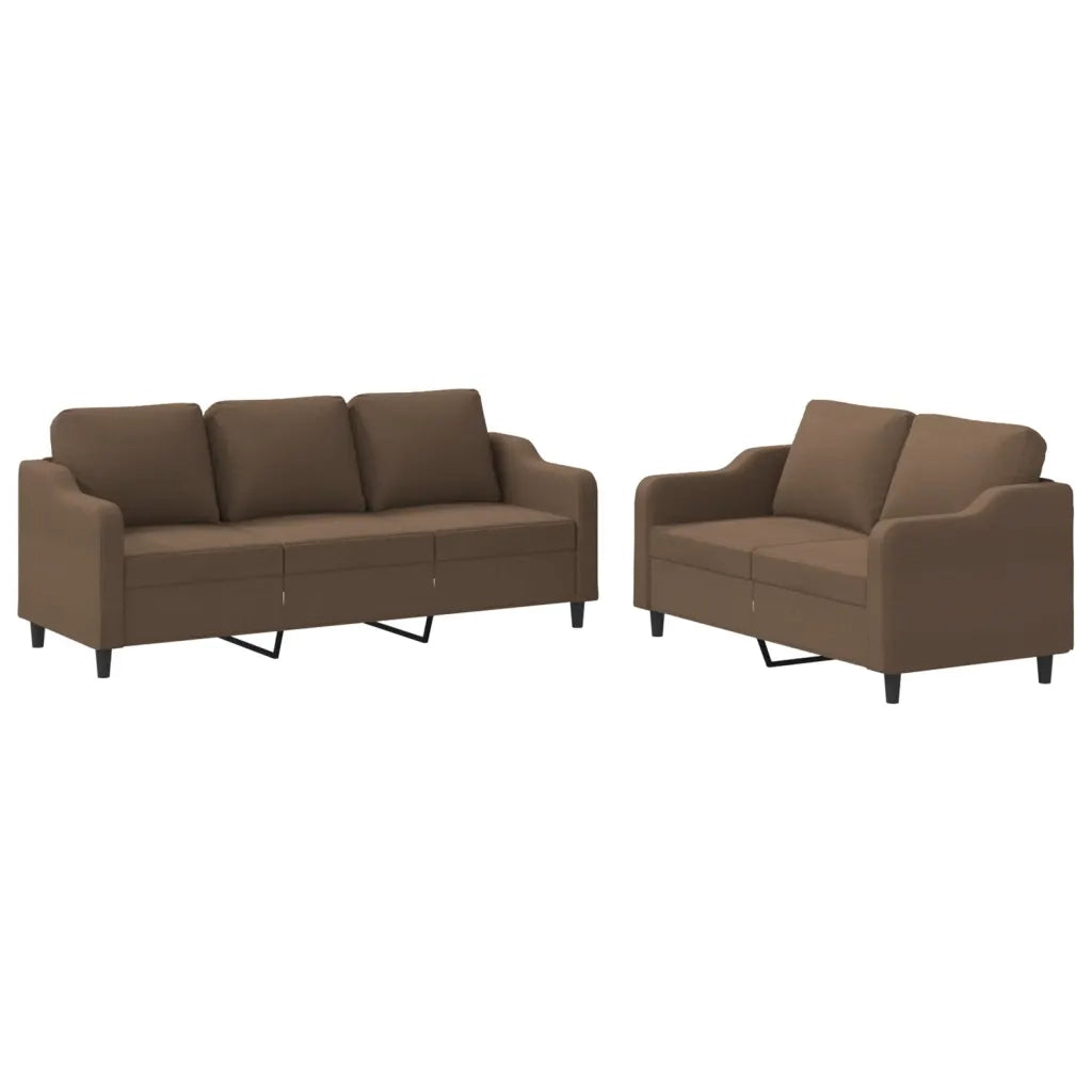 Set di Divani 2 pz con Cuscini Marrone in Tessutocod mxl 106213