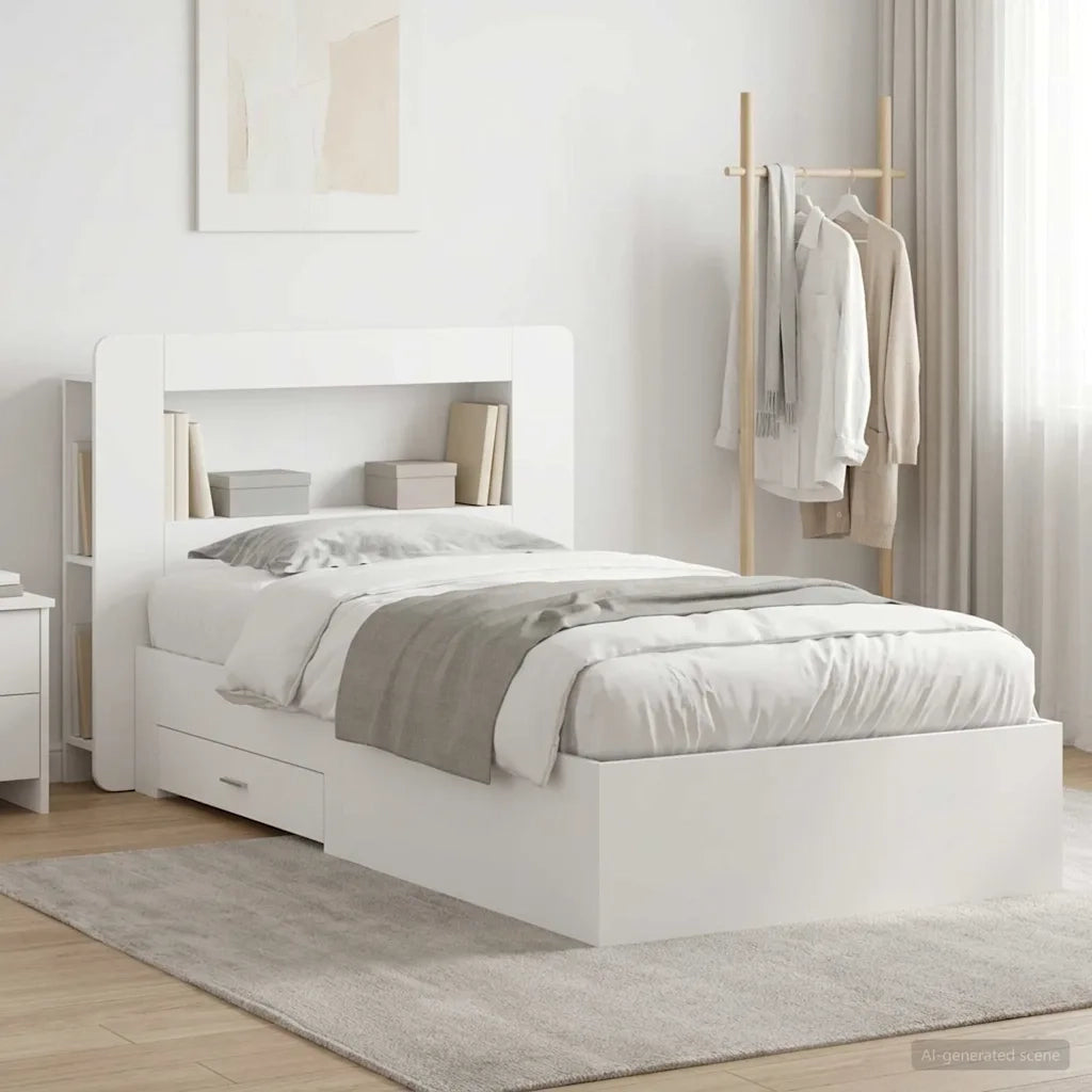 Telaio del letto con storage con testiera Bianco 80 x 200 cm