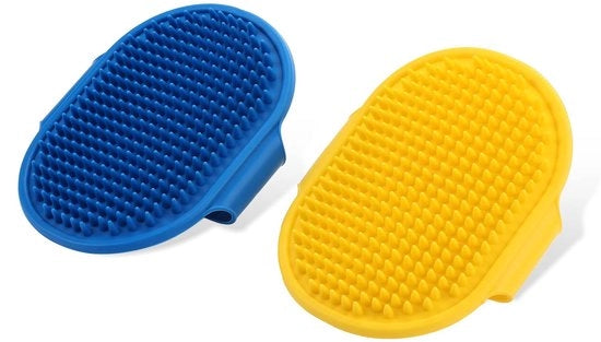 Set di due spazzole per animali - Spazzola per gatto e cane - Spazzola per massaggi con guanto di gomma - Manico regolabile - 26x12 cm - Materiale TPR duraturo - Spazzola per cani