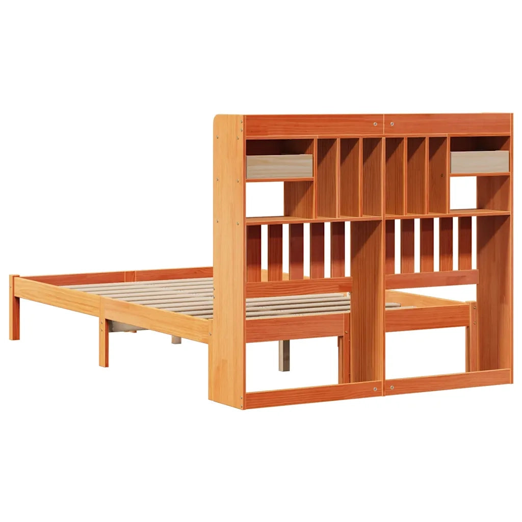 Letto Libreria senza Materasso Marrone Cera 135x190 cm in Pino 3321639
