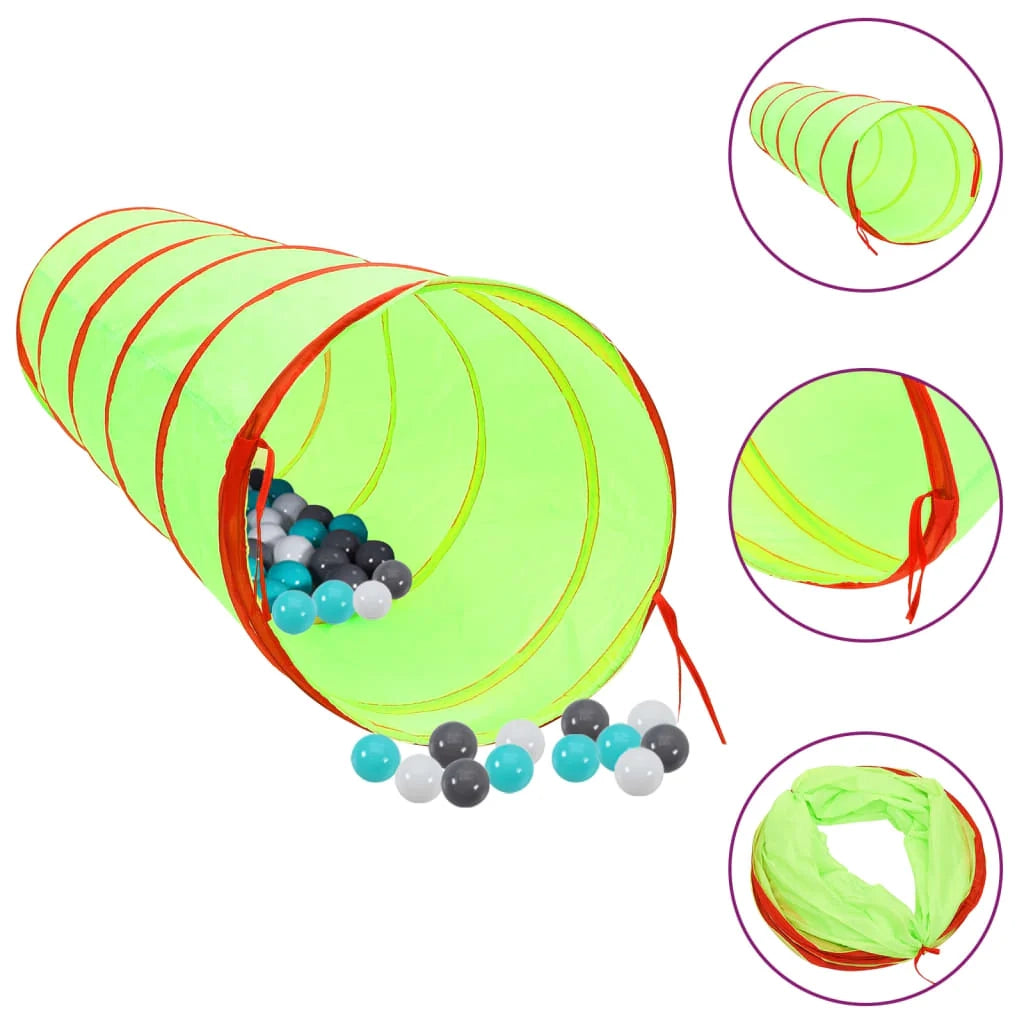 Tunnel gioco per bambini con 250 palline 175 cm poliestere verde 02_0005172