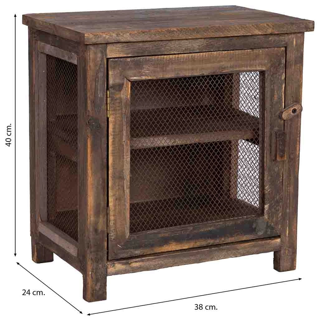 Comodino in legno e vetro 38x24x40h cm