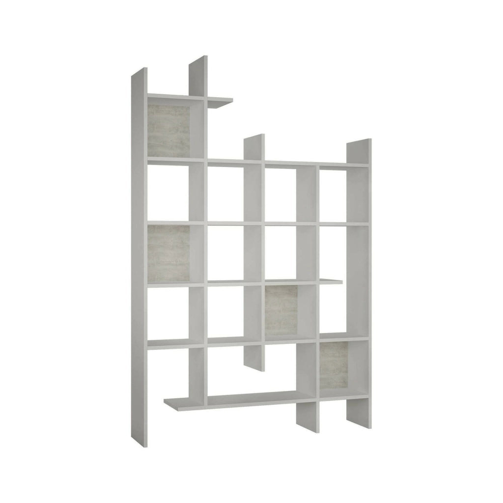 Libreria Achela, Scaffale da ufficio, Mobile portalibri, Biblioteca, 122x26h188 cm, Bianco