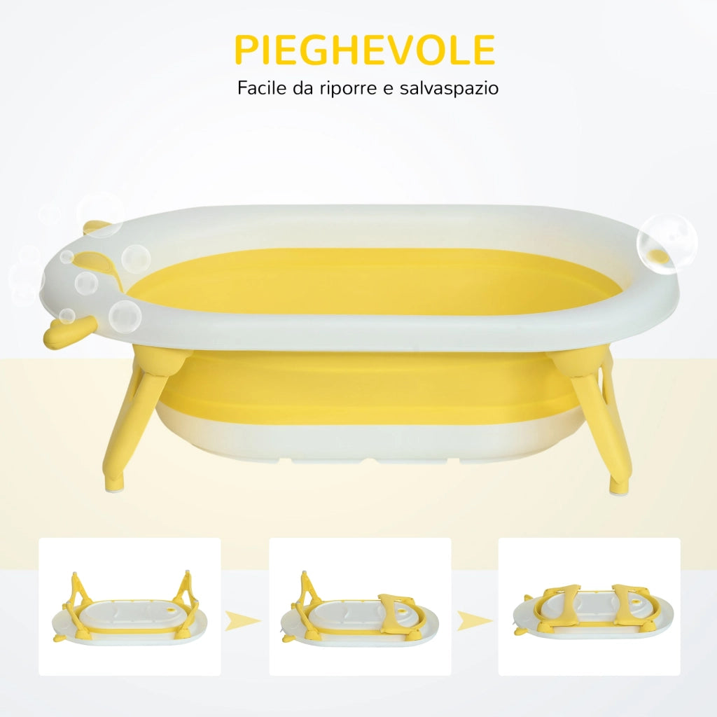 Vaschetta Bagnetto per Bambini Pieghevole 81,5x50,5x23,5 cm con Cuscino Bianco