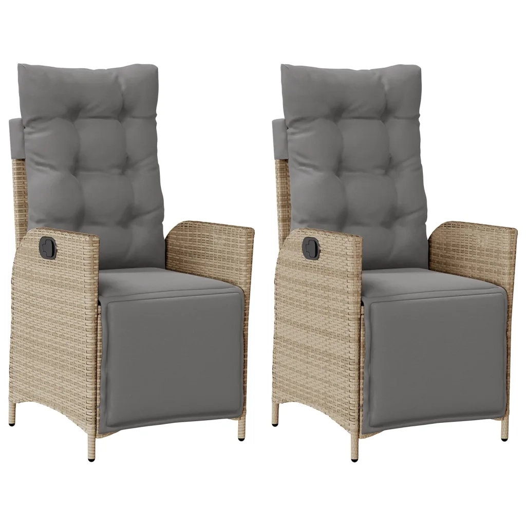Sedie da Giardino Reclinabili 2 pz con Poggiapiedi Polyrattan