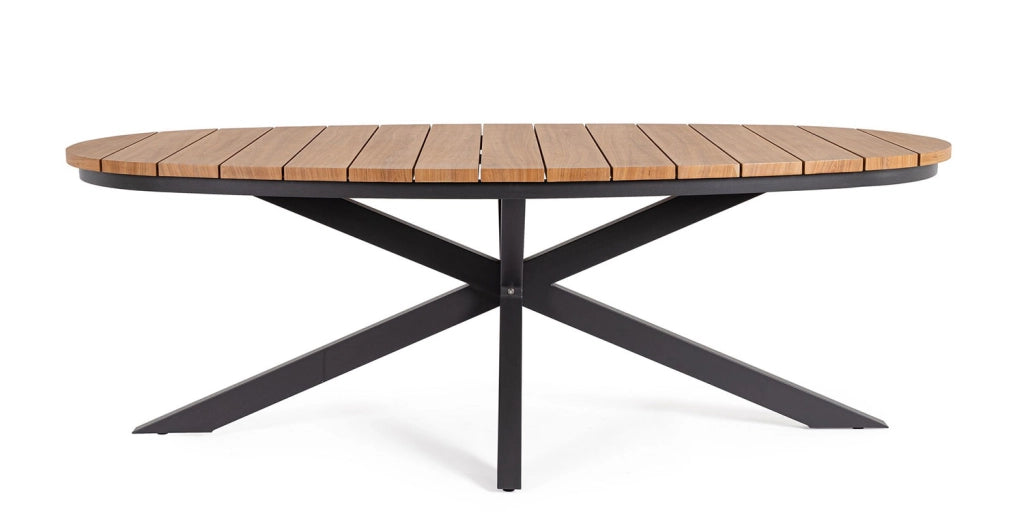 Tavolo da Esterno 218x115x75h cm in Alluminio Zelmar Naturale e Antracite